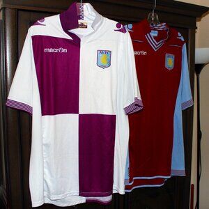 near mint no sponsor ASTON VILLA 2013-14 home + away shirts Macron soccer jersey